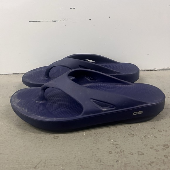 Oofos Thong Sandals Navy Women's Size 13 Men's 11 Recovery Comfort Flip Flops‎ - Picture 5 of 7